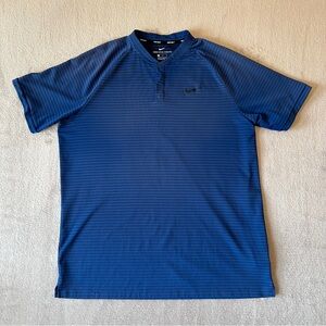 Nike Golf Tiger Woods Cooling Blue Short-Sleeve Henley with Subtle Stripe XL